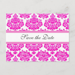 Cartão Postal De Anúncio guarde a data,damask rosa