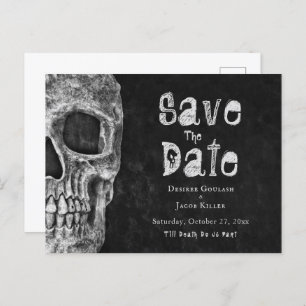 Cartão Postal De Anúncio Halloween Do Caveira Gótica Salve A Data