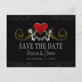 Cartão Postal De Anúncio Halloween Esqueletos e Coração Correspondente Salv