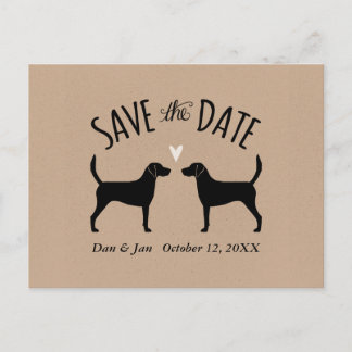Cartão Postal De Anúncio Harrier Dog Silhouettes Casamento Salve a Data
