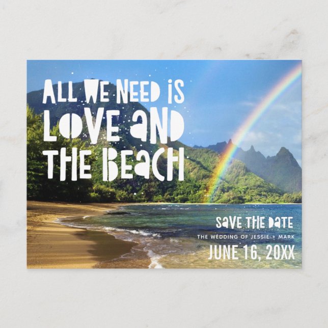 Cartão Postal De Anúncio Hawaii Beach Wedding Save the Dates (Frente)