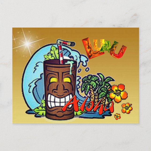 Cartão Postal De Anúncio Hawaiian Luau (Frente)