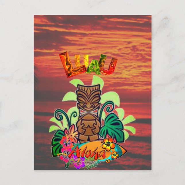 Cartão Postal De Anúncio Hawaiian Luau (Frente)