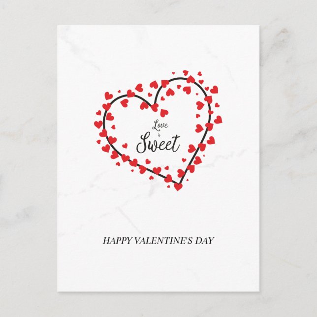 Cartão Postal De Anúncio Heart with Hearts Love is Sweet Quote Design (Frente)