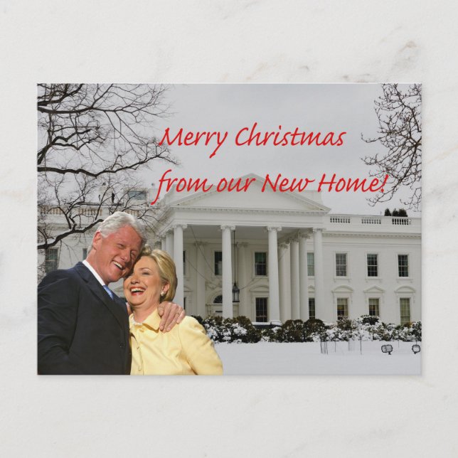Cartão Postal De Anúncio Hillary & Bill Novo Endereço (Frente)