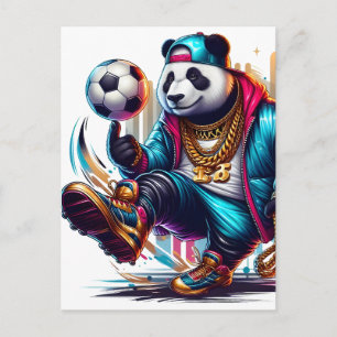 Cartão Postal De Anúncio Hip Hop Panda Futebol de Verão Esportes