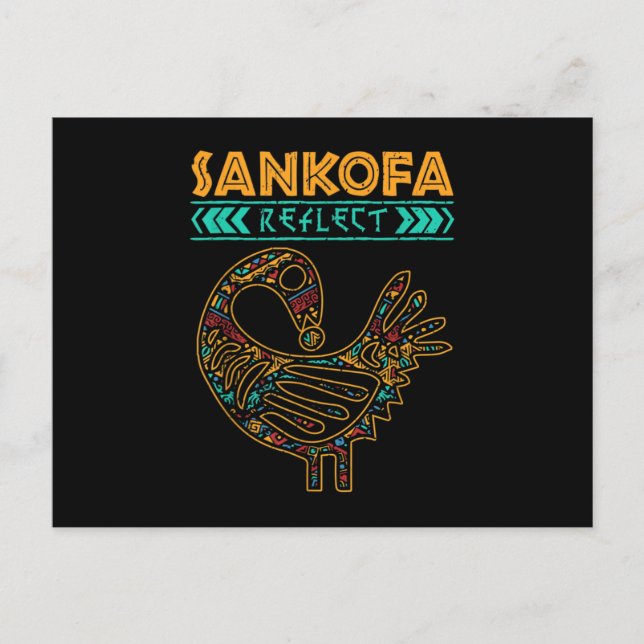 Cartão Postal De Anúncio História Negra Design Tribal Afrocêntrica Sankofa (Frente)