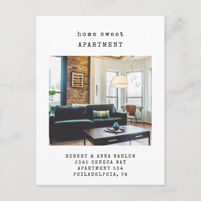 Cartão Postal De Anúncio Home Sweet Apartamento Novo Endereço Foto Moviment (Frente)
