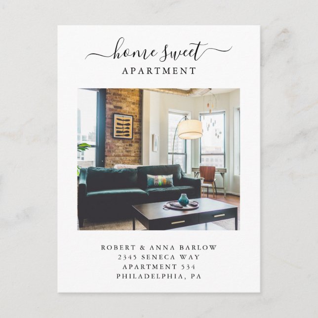 Cartão Postal De Anúncio Home Sweet Apartamento Novo Endereço Foto Moviment (Frente)