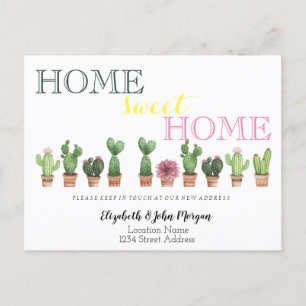 Cartão Postal De Anúncio Home Sweet Home,Cactus Floral Novo Endereço