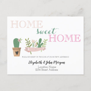 Cartão Postal De Anúncio Home Sweet Home,Cactus Flower Announceme