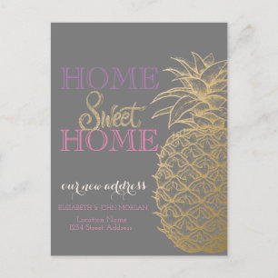 Cartão Postal De Anúncio Home Sweet Home, Dourado Abacaxi Novo Endereço