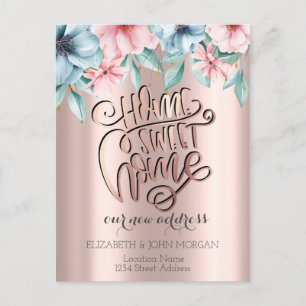 Cartão Postal De Anúncio Home Sweet Home, Flores Novo Endereço