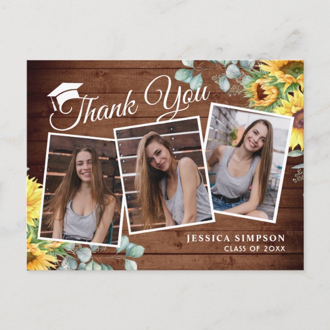 Cartão Postal De Anúncio Horário de Graduação Eucalyptus 3 PHOTO Sunflower  (Frente)