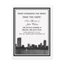 Horizonte de Boston Gravado Moldura Save the Date