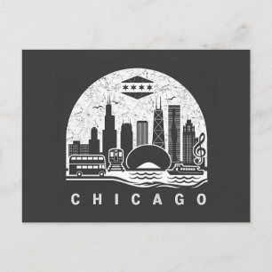 Cartão Postal De Anúncio Horizonte de Chicago Antigo