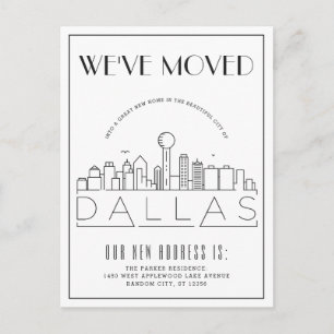 Cartão Postal De Anúncio Horizonte de Dallas Moderno Deco   Mudança de Ende
