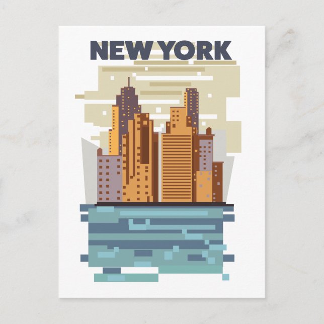 Cartão Postal De Anúncio Horizonte de Nova York (Frente)
