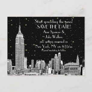 Cartão Postal De Anúncio Horizonte de NYC 01 Gravado DIY Fundo Estrelado Sa