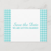 Houndstooth Salve o Cartão-Postal de Data, Turquoi
