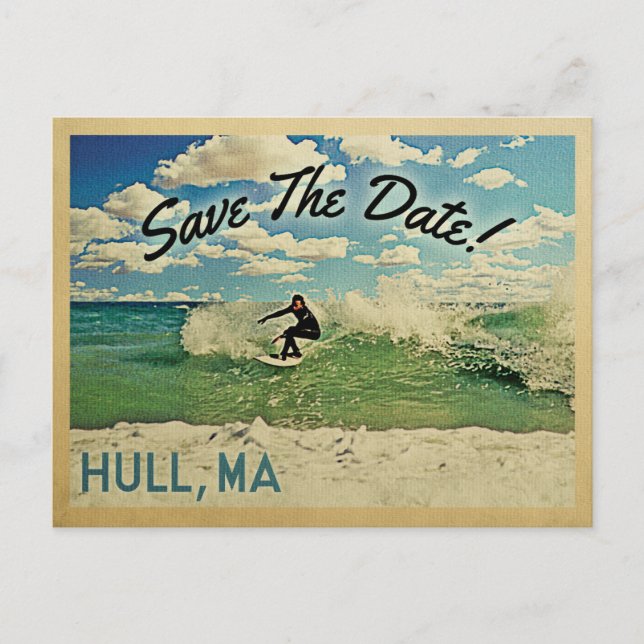 Cartão Postal De Anúncio Hull Save The Date California Surfing (Frente)