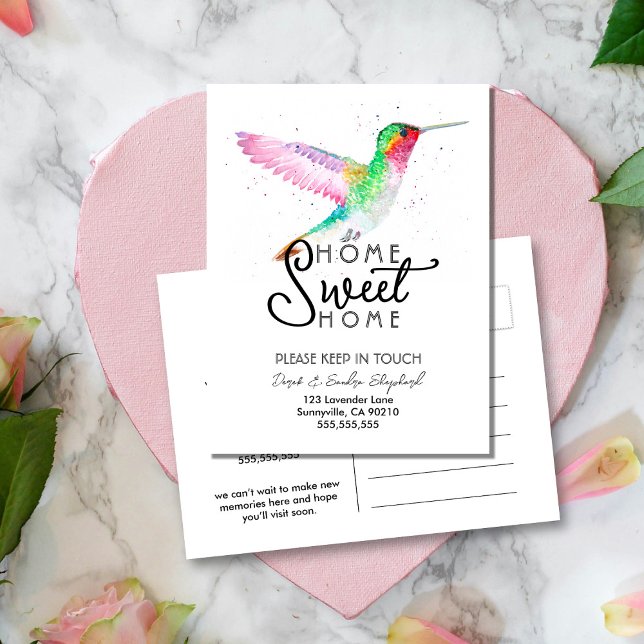 Cartão Postal De Anúncio Hummingbird | Mudamos de Endereço Anunciado (Criador carregado)