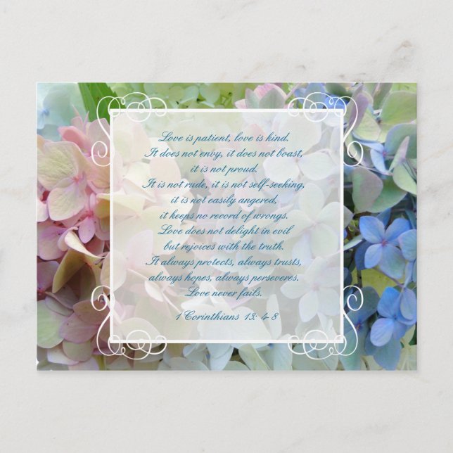 Cartão Postal De Anúncio Hydrangea Wedding Salvar a Escritura do Cartão-Pos (Frente)