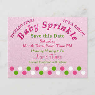Cartão Postal De Anúncio Ideias do partido Baby Sprinkle, salve a placa de