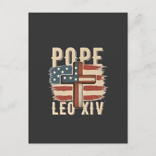 Cartão Postal De Anúncio Igreja Cristã do Papa Leão XIV Bandeira dos EUA