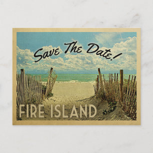 Cartão Postal De Anúncio Ilha do Fogo Salve a Data Vintage Praia Náutica