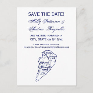 Cartão Postal De Anúncio Ilha Hilton Head SC Mapa Antigo Azul Marinho