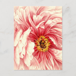 Cartão Postal De Anúncio Ilustração botânica de peônia vintage Novo Endereç