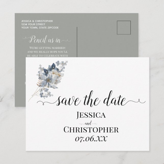 Cartão Postal De Anúncio Ilustração de Aquarela Rústica Arranjo Floral (Frente/Verso)