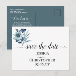 Cartão Postal De Anúncio Ilustração de Aquarela Rústica com Buquê Floral Az