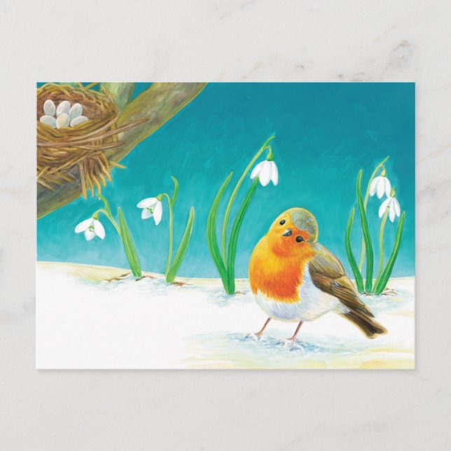 Cartão Postal De Anúncio Ilustração Red Robin (Frente)