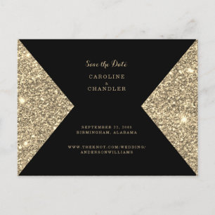 Cartão Postal De Anúncio Imagem com Brilho Dourado & Salve o Dia Black Glam