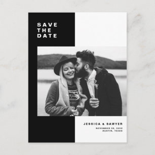 Cartão Postal De Anúncio Imagem moderna do bloco de cor preta Guardar a Dat
