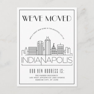 Cartão Postal De Anúncio Indianapolis Modern Deco   Mudança de Endereço