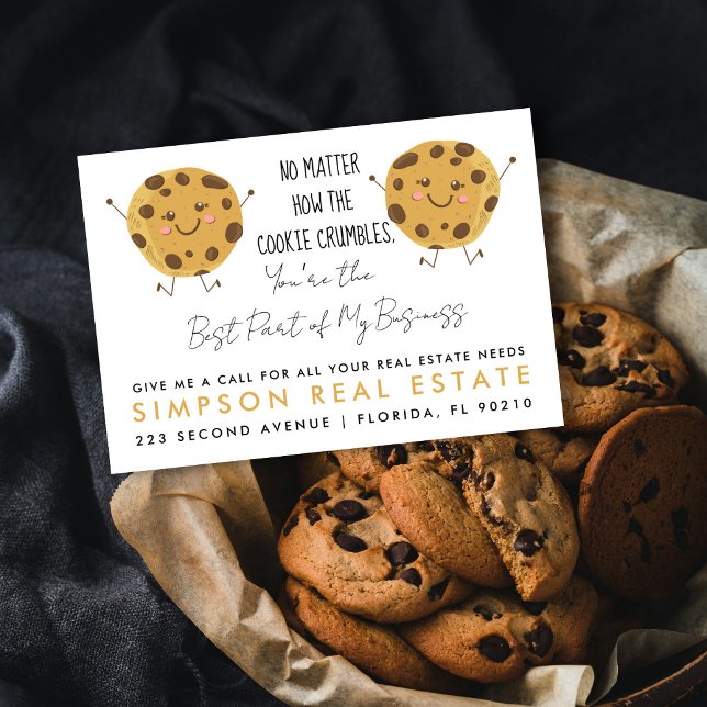 Cartão Postal De Anúncio Indicação de Biscoito de Imóveis para clientes Cor (Criador carregado)