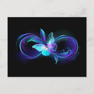 Cartão Postal De Anúncio Infinito Brilhante com Borboleta Mágica