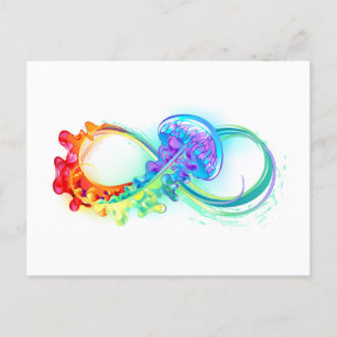 Cartão Postal De Anúncio Infinito com Água-Viva Arco-Íris