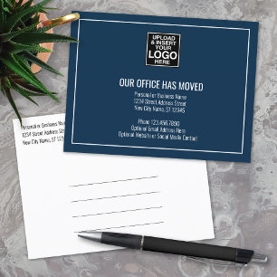 Cartão Postal De Anúncio Informação do nosso novo endereço - Logotipo empre