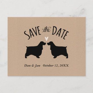Cartão Postal De Anúncio Inglês Cocker Spaniels Casamento Salve a Data