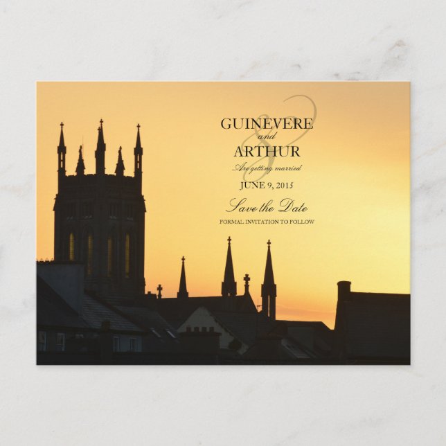Cartão Postal De Anúncio Ireland Castle Abbey Wedding Save the Date (Frente)