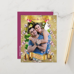 Cartão Postal De Anúncio Ivory Silk, Dourados rendas e pérolas e mármore