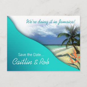 Cartão Postal De Anúncio Jamaica Save The Date (águas esmeraldas)