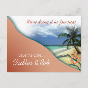 Cartão Postal De Anúncio Jamaica Save The Date (areia coral)