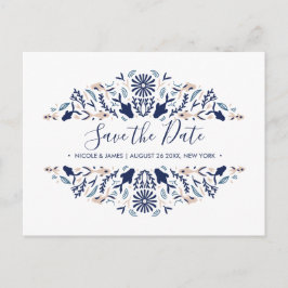 Cartão Postal De Anúncio Japonês | Koi Peixe Azul Casamento Save the date