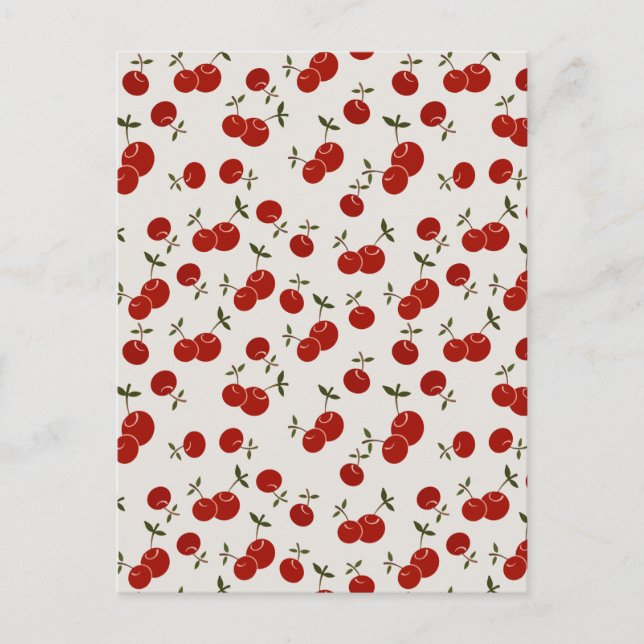 Cartão Postal De Anúncio Jardim de Cerejas Vermelhas do Verão Doce (Frente)
