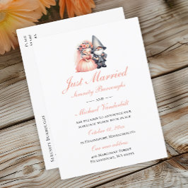 Cartão Postal De Anúncio Jardim de Gnome Caprichoso Laranja Casamento Recém